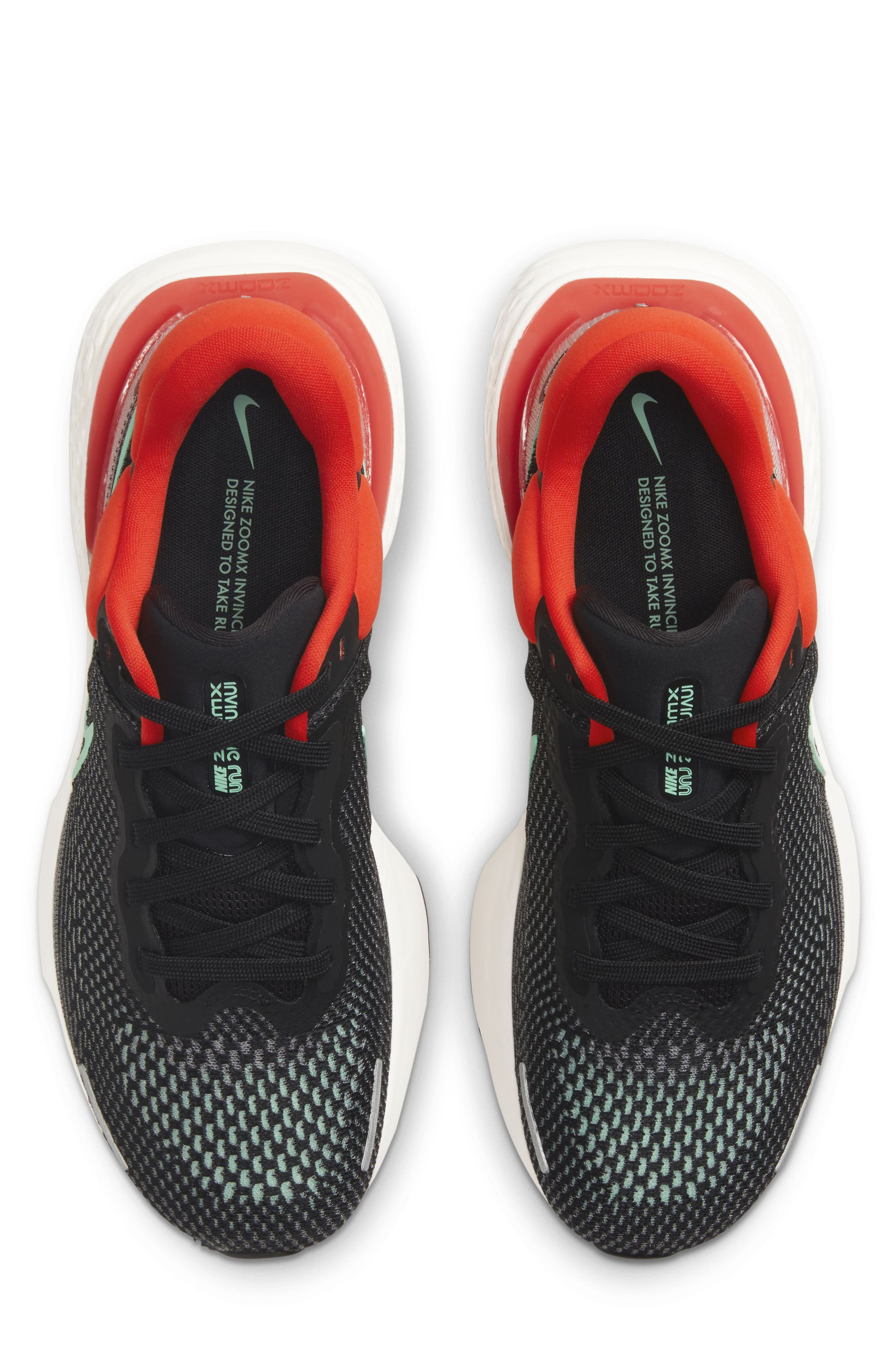 ZoomX Invincible Run Flyknit Running Shoe, Alternate, color, BLACK/CHILE RED/GREEN GLOW