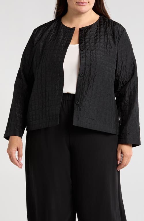 Eileen Fisher Quilted Silk Jacket In Black