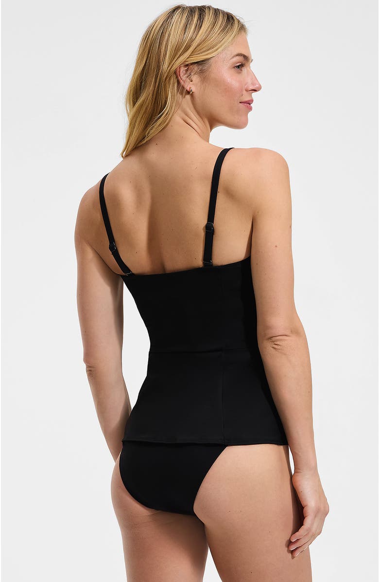 Lands' End Sculpting Waveshaper Peplum Swim Tankini Top, Alternate, color, Black