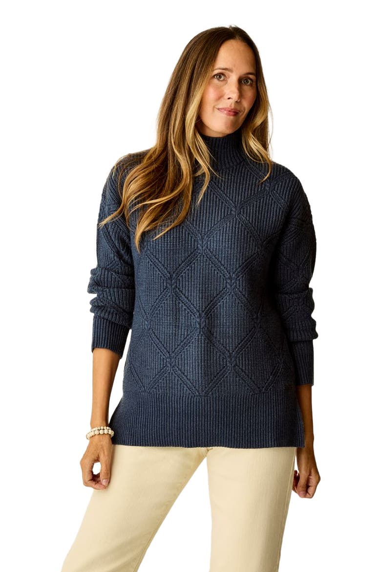 Woodward Allover Sweater, Alternate, color, Navy Heather