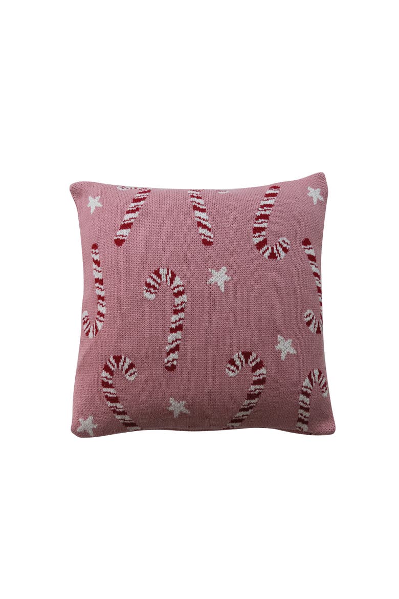 Candy Cane Knit Cotton Pillow, Main, color, Multicolor