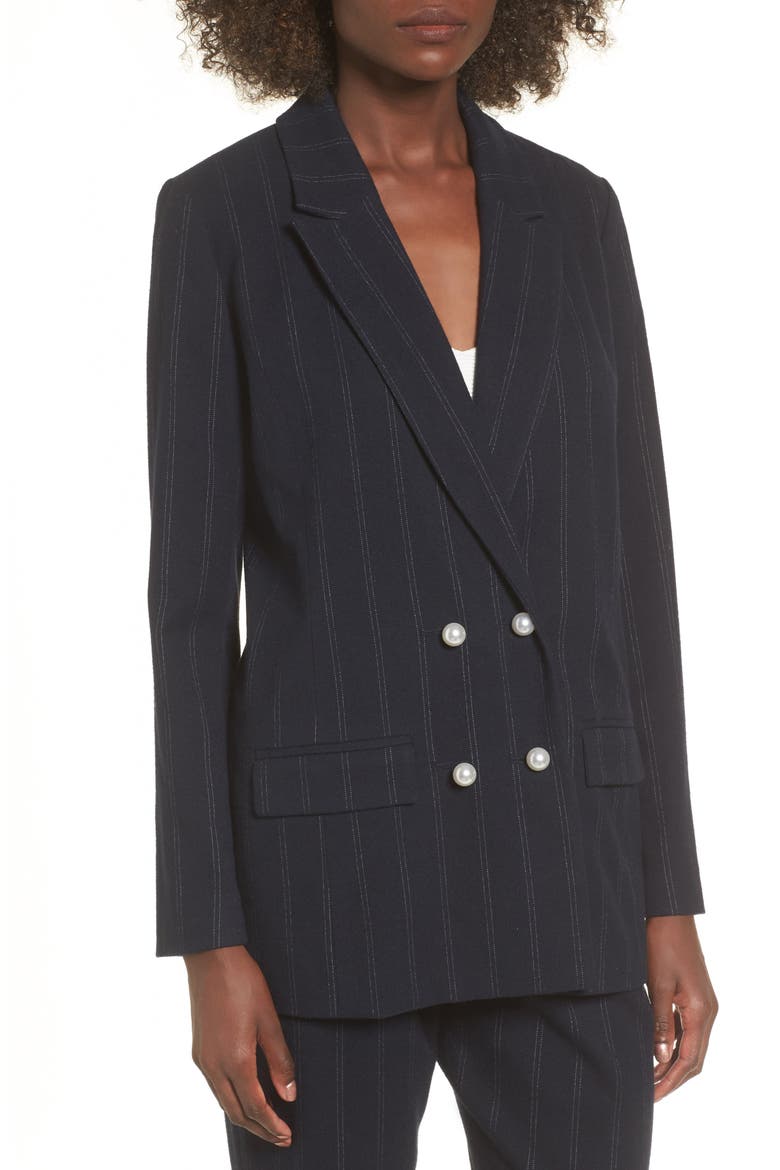 Pinstripe Jacket, Alternate, color, NAVY EVENING TICKING STRIPE