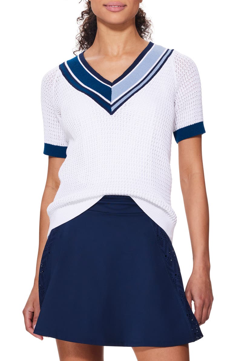 NZ ACTIVE by NIC+ZOE Varsity V-Neck Sweater, Main, color,