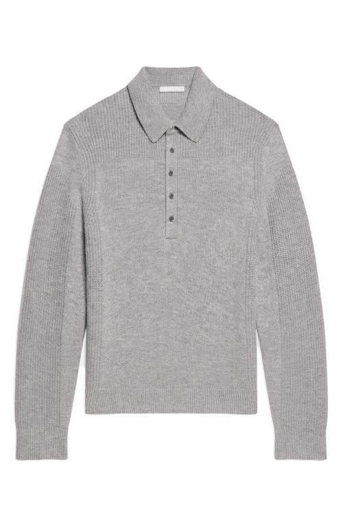 Helmut Lang Relaxed Fit Block Knit Wool Polo Sweater In Gray