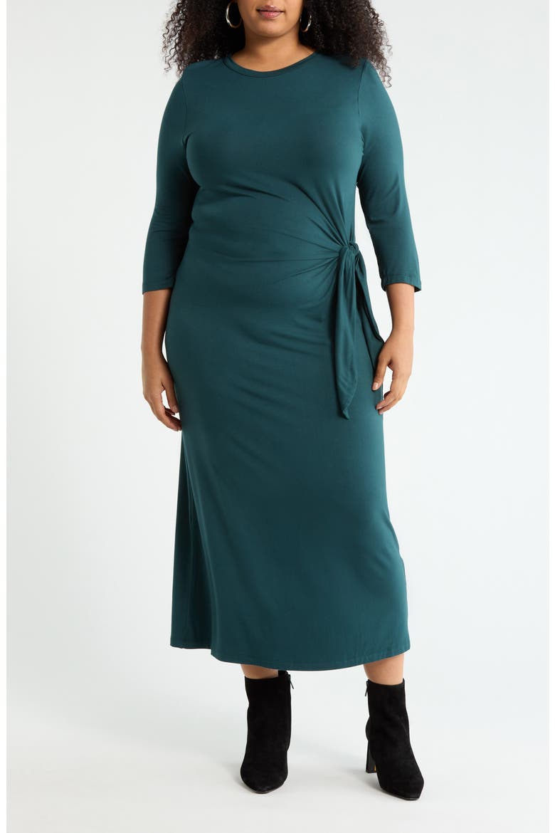 Side Knot Dress, Main, color, HUNTER GREEN