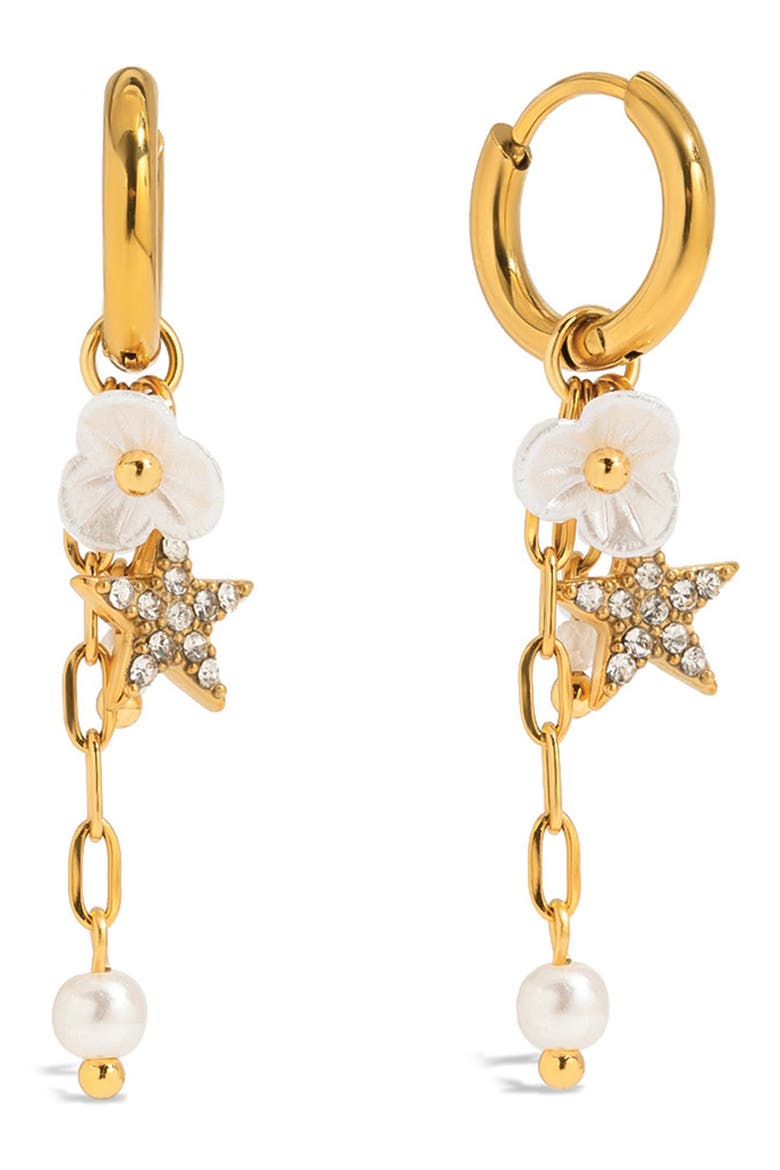 Twinkle Star Huggie Hoop Earrings, Main, color, GOLD