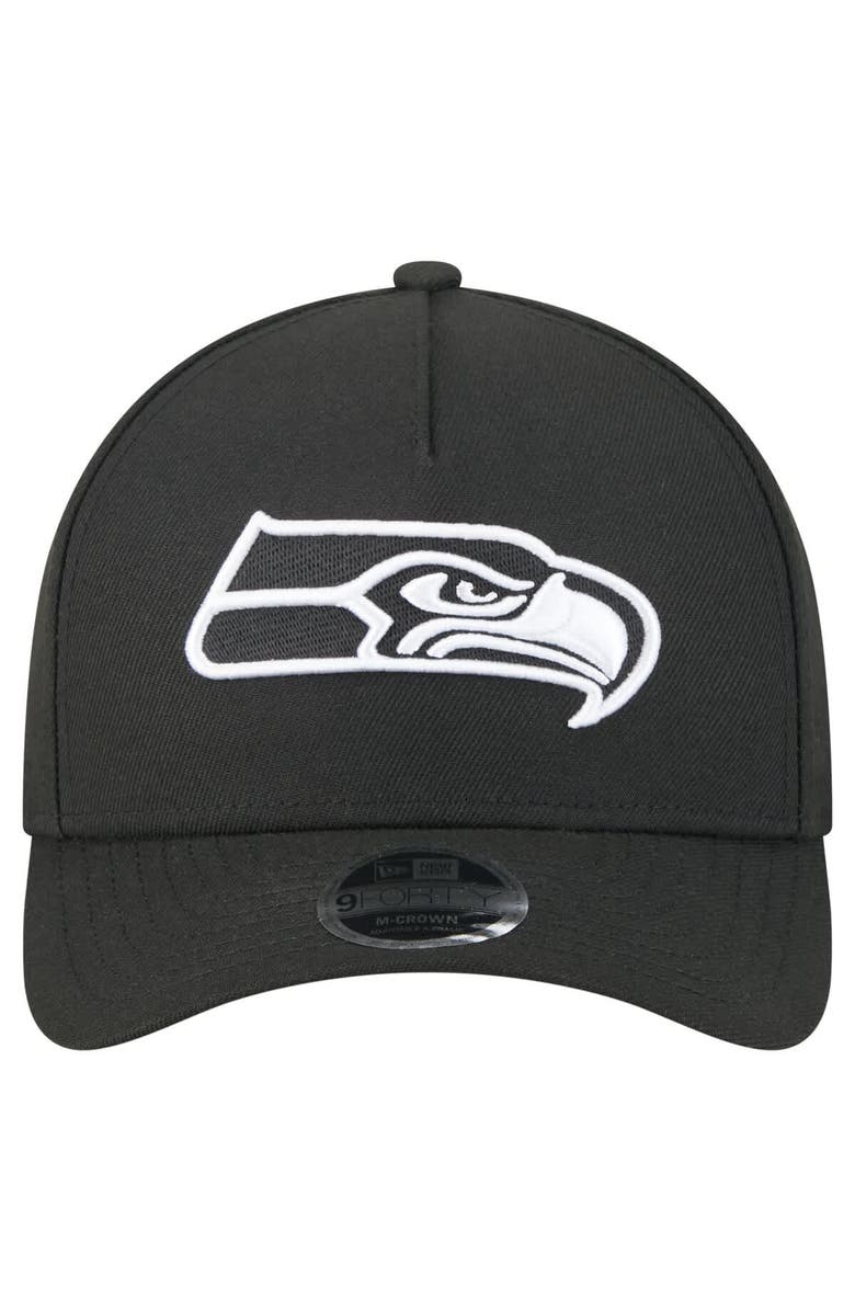 New Era Men's New Era Black Seattle Seahawks Team Collection 9FORTY M-Crown A-Frame Adjustable Hat, Alternate, color, Black