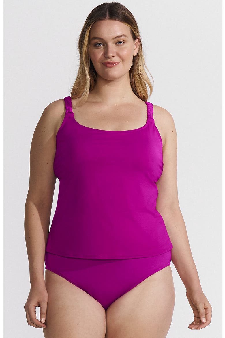 Macrame Tankini Top, Main, color, Crimson Rose