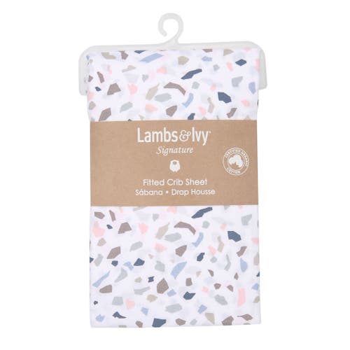 Lambs & Ivy Signature Terrazzo Abstract Organic Cotton Fitted Crib Sheet In White