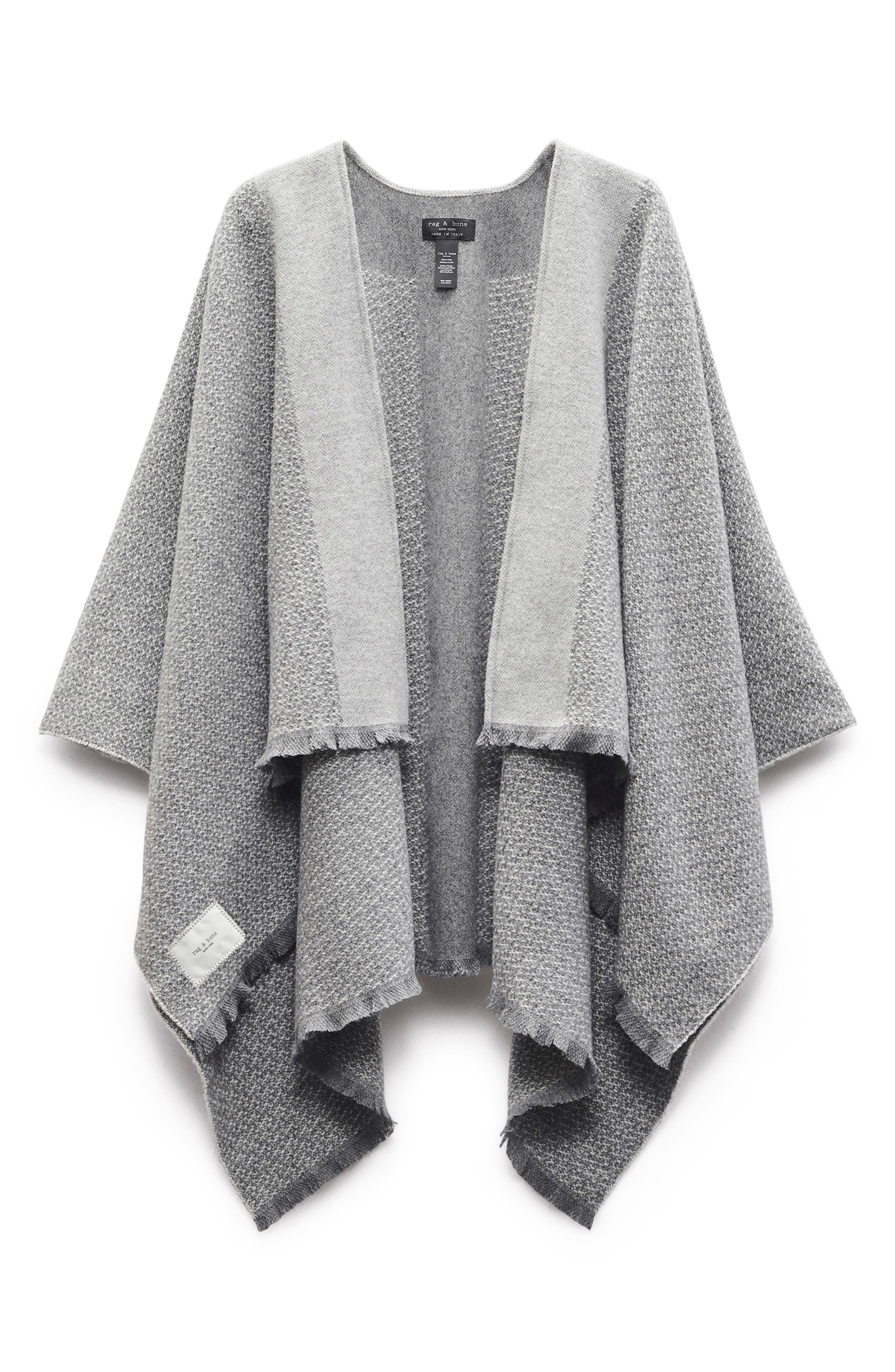 rag & bone Joni Wool Tweed Reversible Poncho Wrap