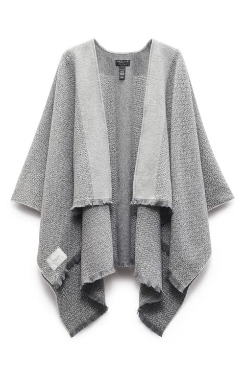 Joni Wool Tweed Reversible Poncho Wrap
