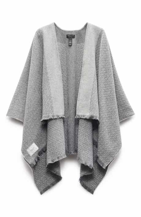 rag & bone Joni Wool Tweed Reversible Poncho Wrap