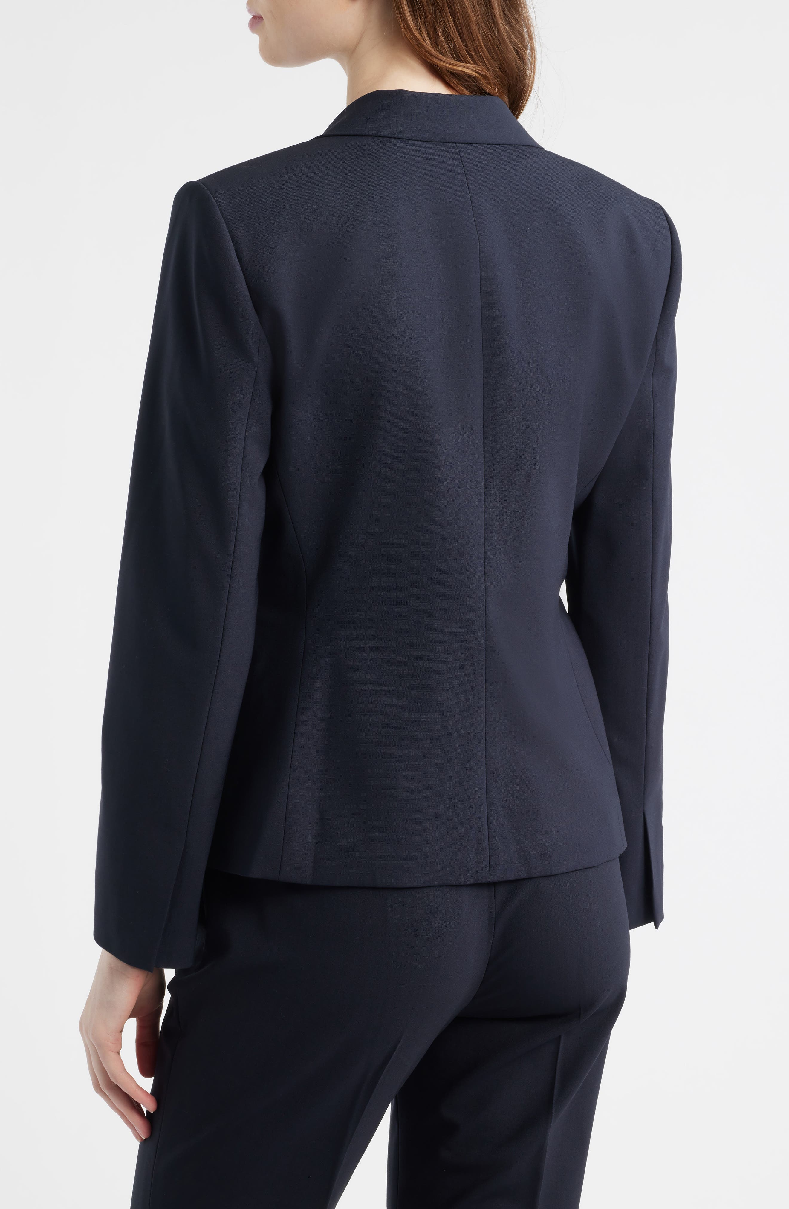 Slim Fit Stretch Wool One Button Blazer - image 4