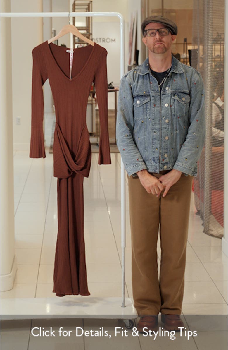 Khrysta Long Sleeve Rib Body-Con Maxi Cocktail Dress, sales video thumbnail