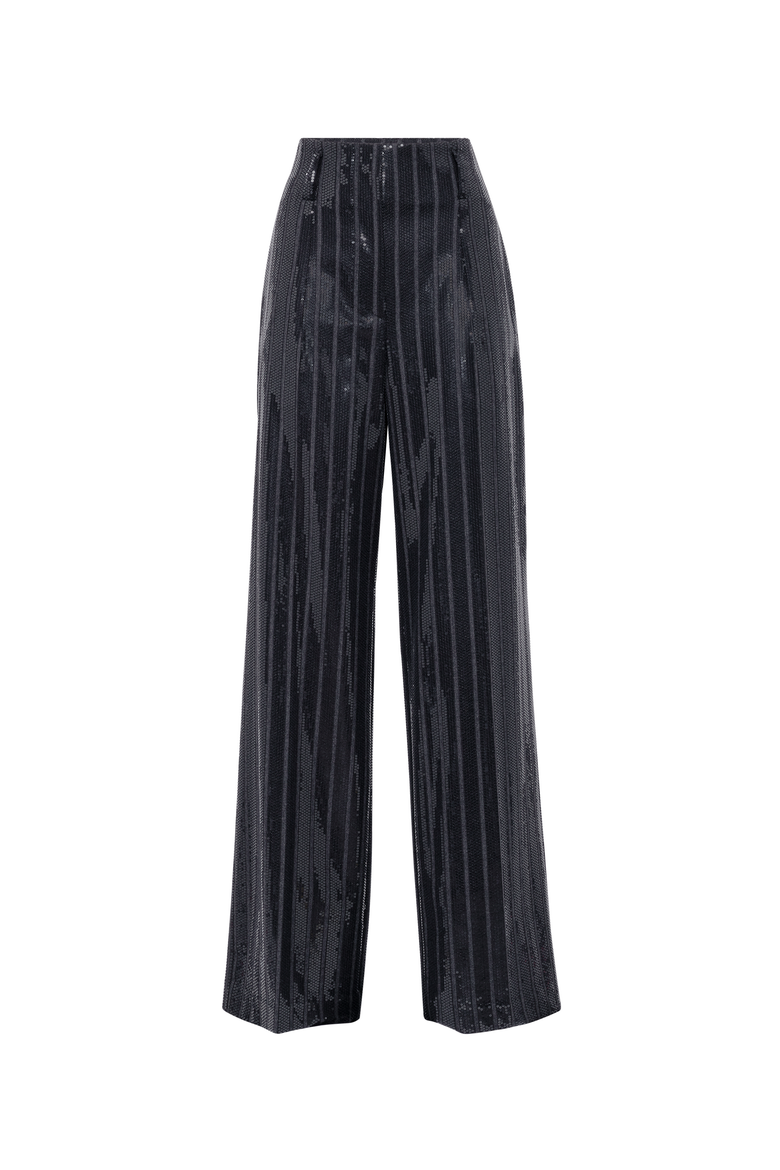Trousers with Dazzling Embroidery, Main, color, Dark Grey