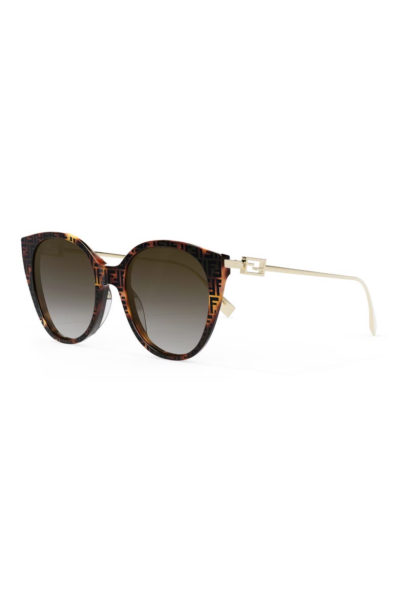 'Fendi Baguette 54mm Round Sunglasses, Alternate, color, COLORED HAVANA / BROWN POLAR