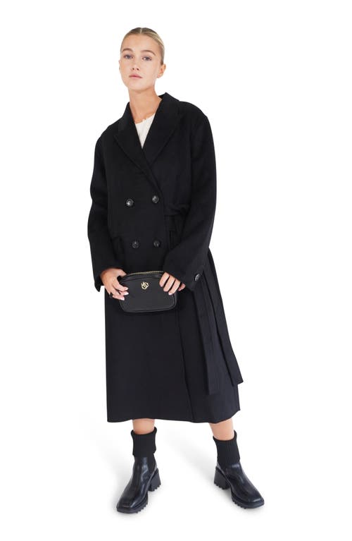 Belle & Bloom Right There Side Tie Wool Blend Coat In Black