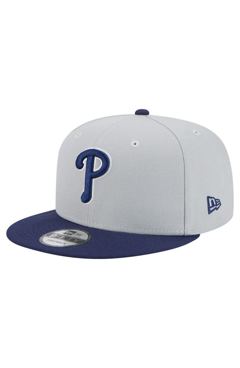New Era Men's New Era Gray/Navy Philadelphia Phillies 2-Tone Color Pack 9FIFTY Snapback Hat, Main, color, 