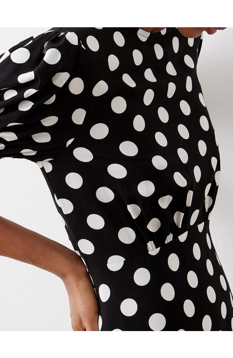 Finery London Mela Polka Dot Midi Tea Dress, Alternate, color, Black Spot