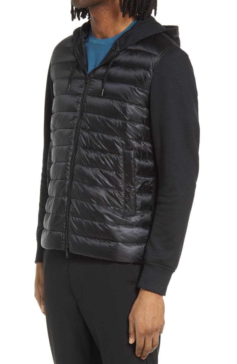 Herno Men's Fleece & Quilted Down Hooded Jacket, Alternate, color, 