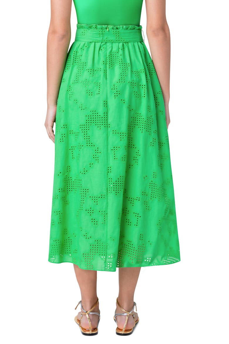 Eyelet Embroidered Poplin Midi Skirt, Alternate, color, VIBRANT GREEN
