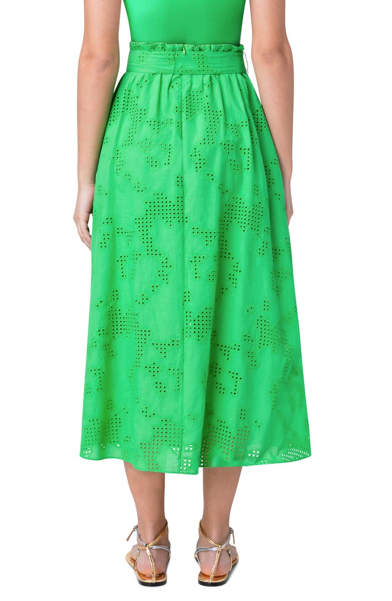 Akris punto Eyelet Embroidered Poplin Midi Skirt, Alternate, color, 