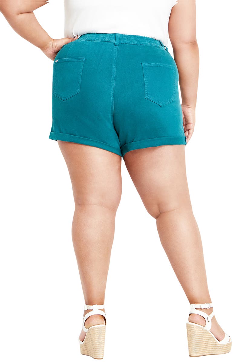 City Chic Holiday Cuff Denim Shorts, Alternate, color, Harbour Blue