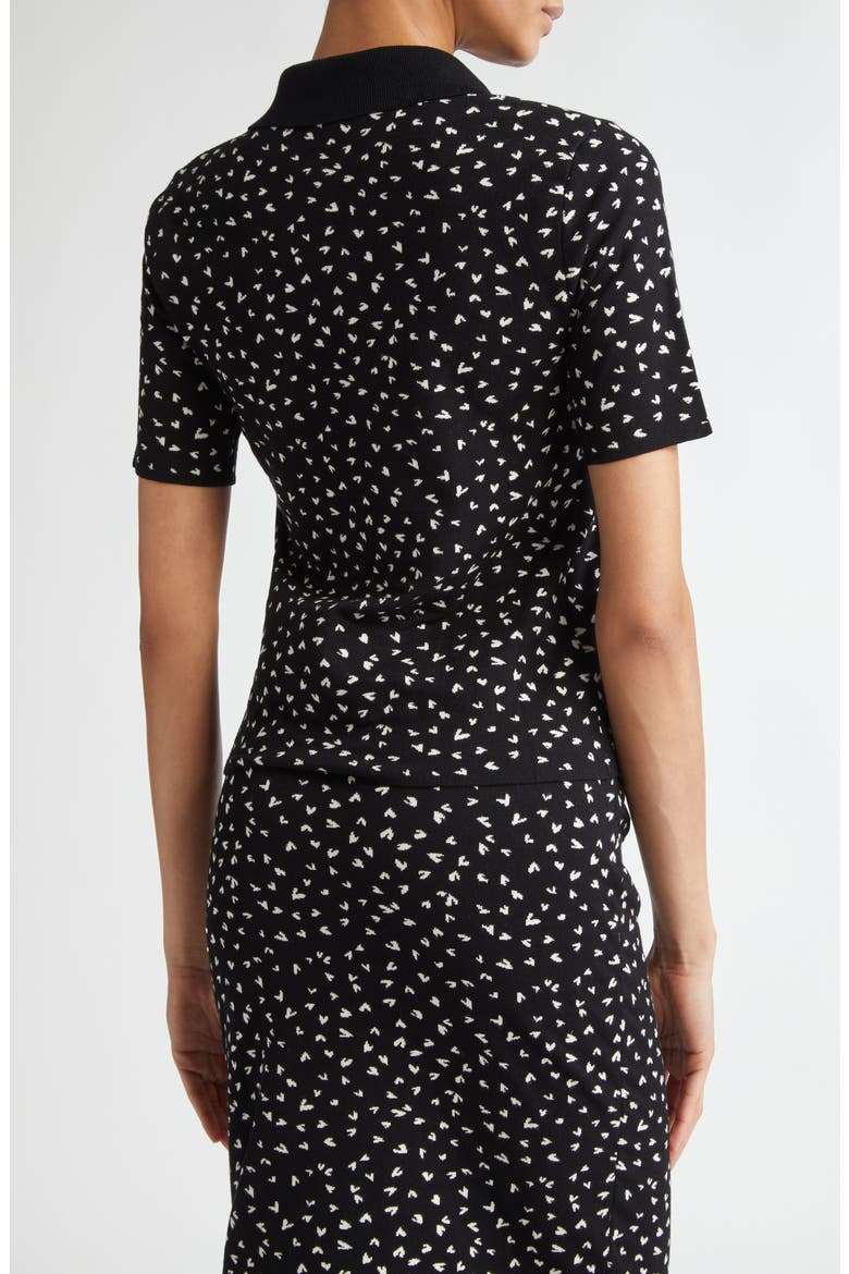 Acqua Heart Print Polo Sweater, Alternate, color, BLACK
