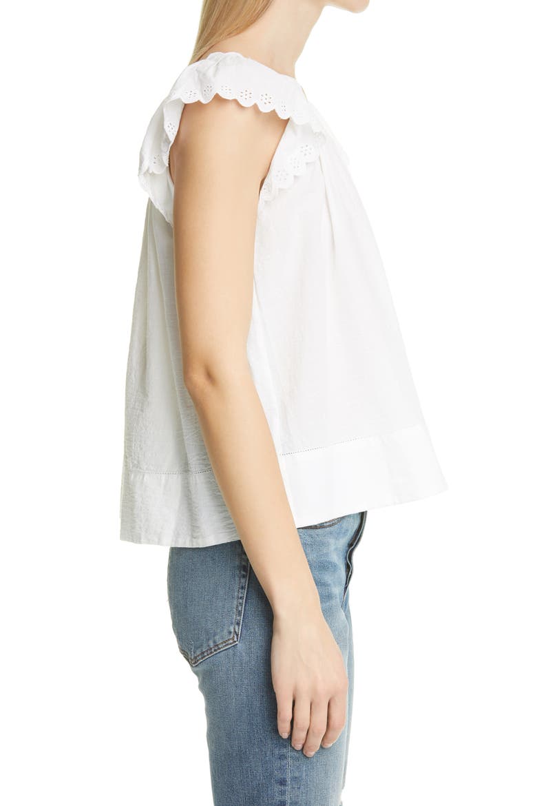 Keepsake Eyelet Trim Top, Alternate, color, WHITE