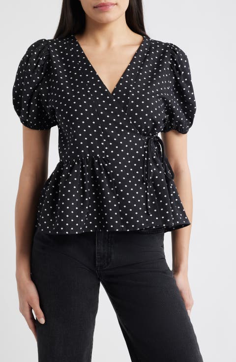 Polka Dot Wrap Top