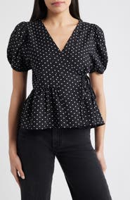 Loveappella Polka Dot Wrap Top