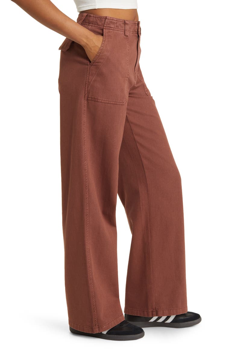 Utility High Waist Wide Leg Pants, Alternate, color, BROWN CHINO