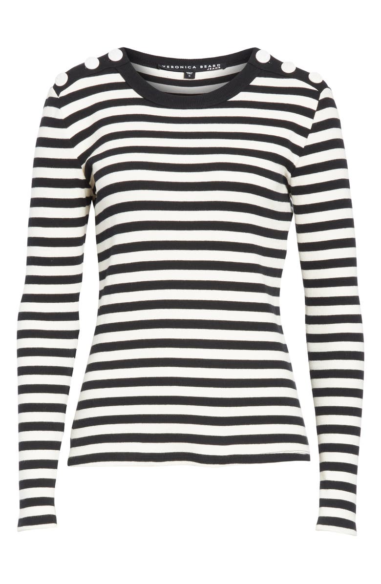 Veronica Beard Mayer Button Shoulder Stripe Top, Alternate, color,