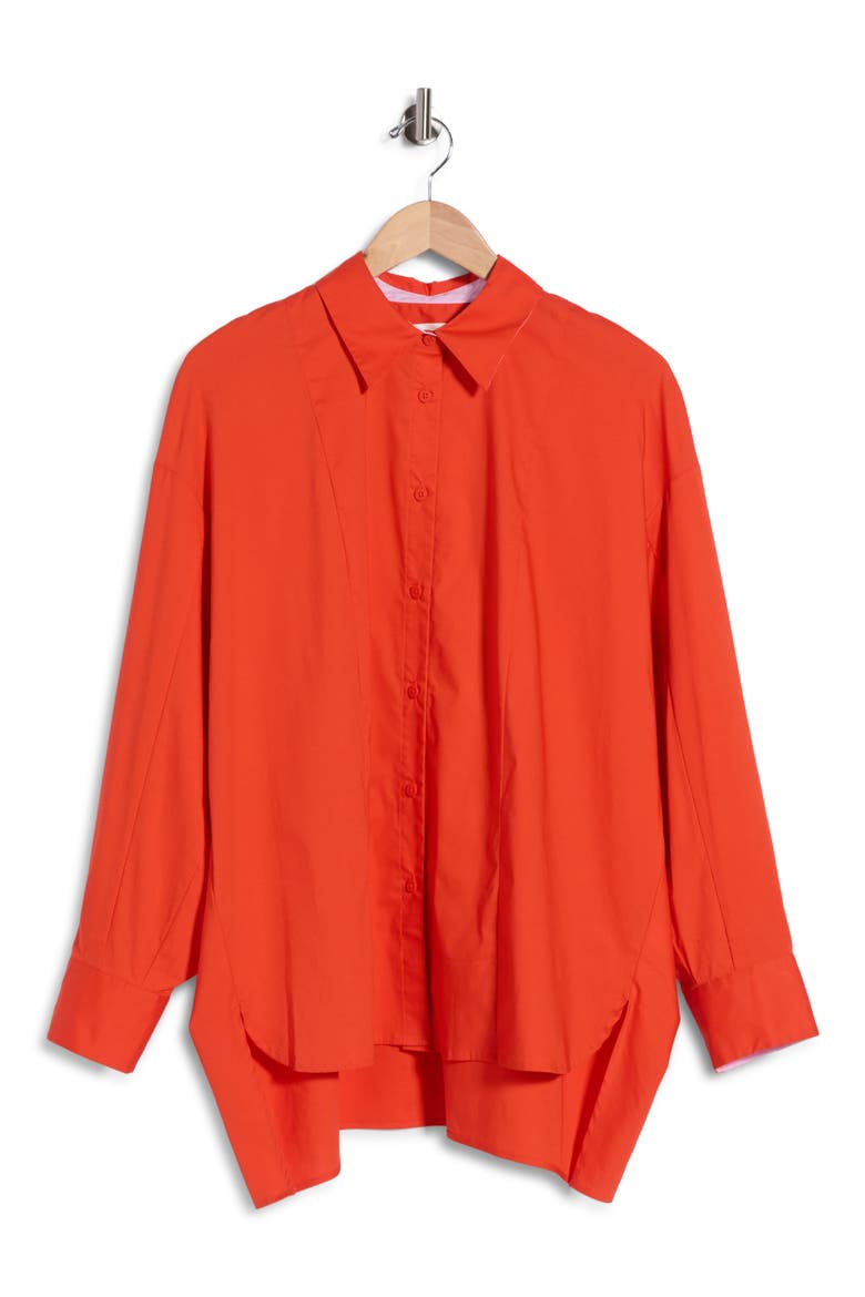 Laura Oversize Button-Up Tunic Shirt, Alternate, color, BURNT ORANGE