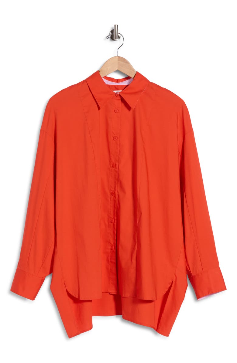 Diane von Furstenberg Laura Oversize Button-Up Tunic Shirt, Alternate, color, Burnt Orange