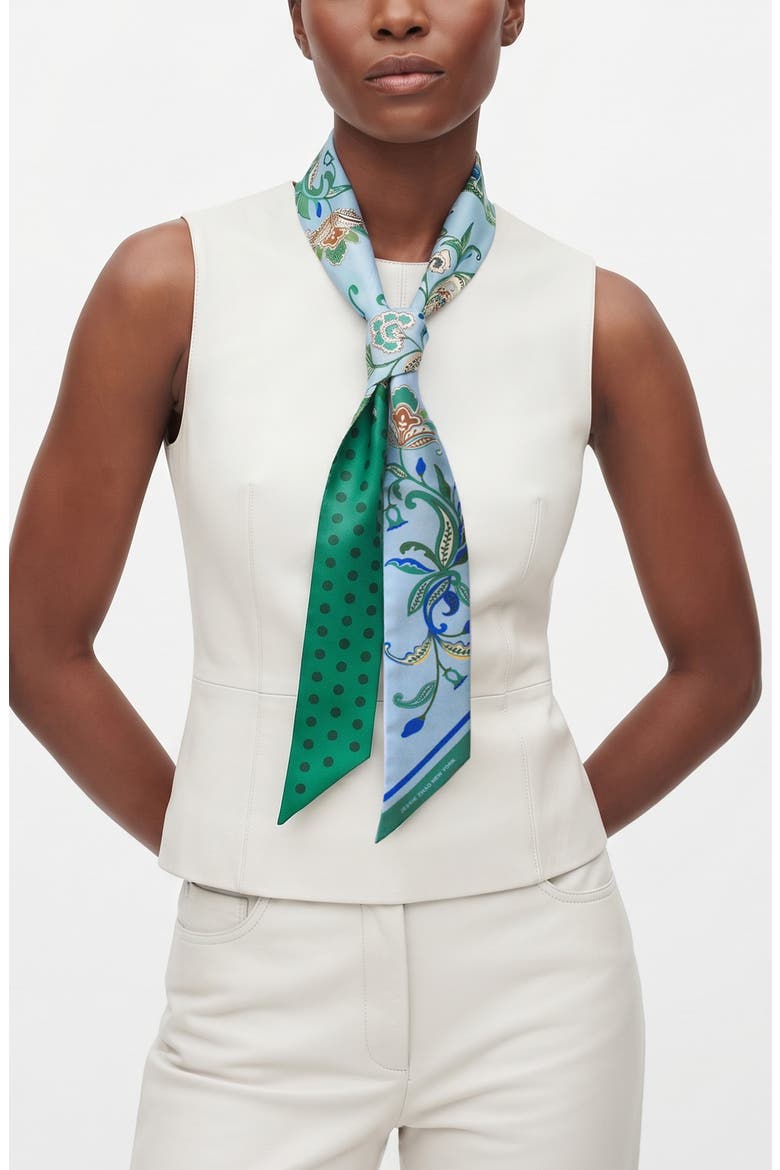 Silk Skinny Scarf Aqua Paisley, Alternate, color, Green