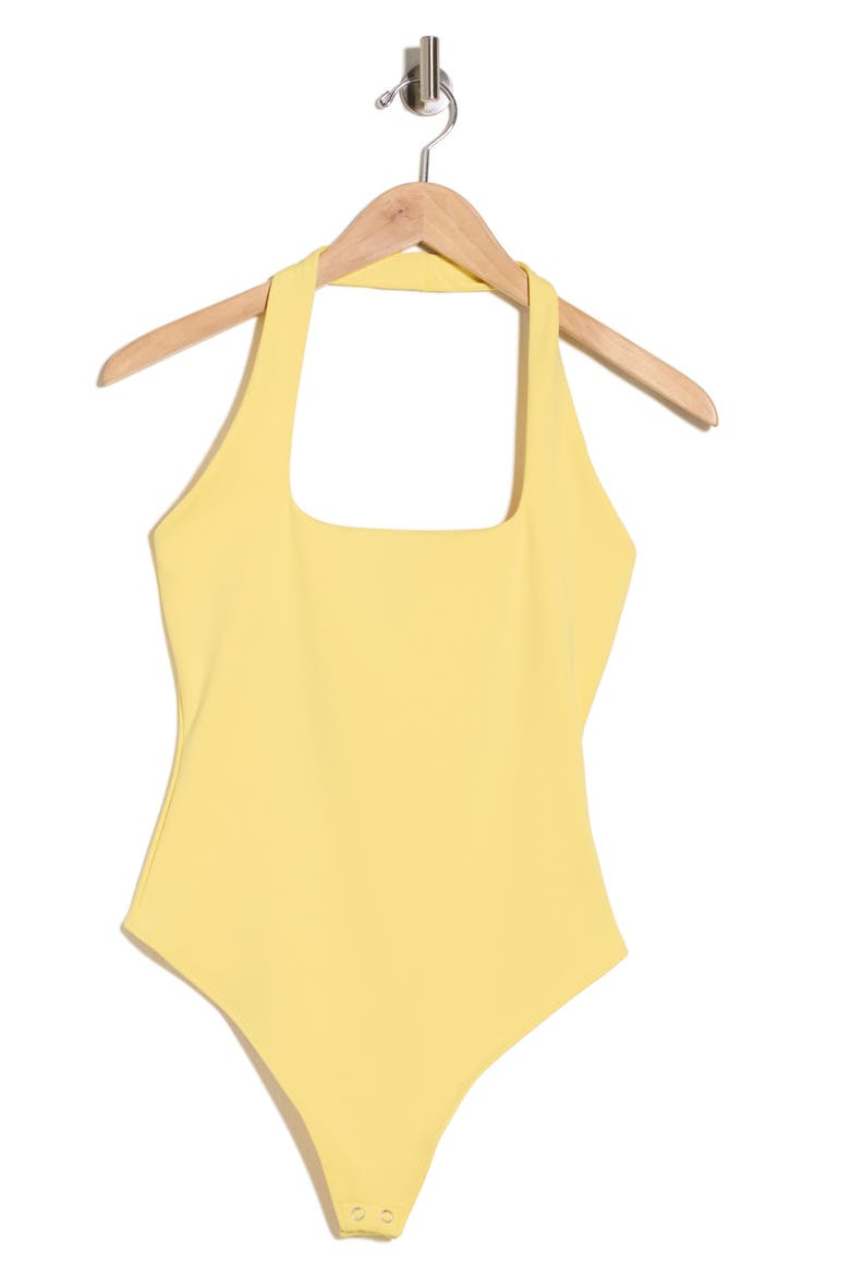 Sculpt Halter Square Bodysuit, Alternate, color, LEMON LIGHT