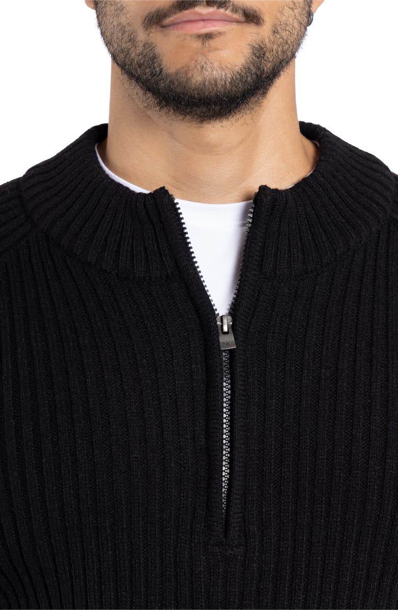 XRAY Rib Quarter Zip Sweater, Alternate, color, Black