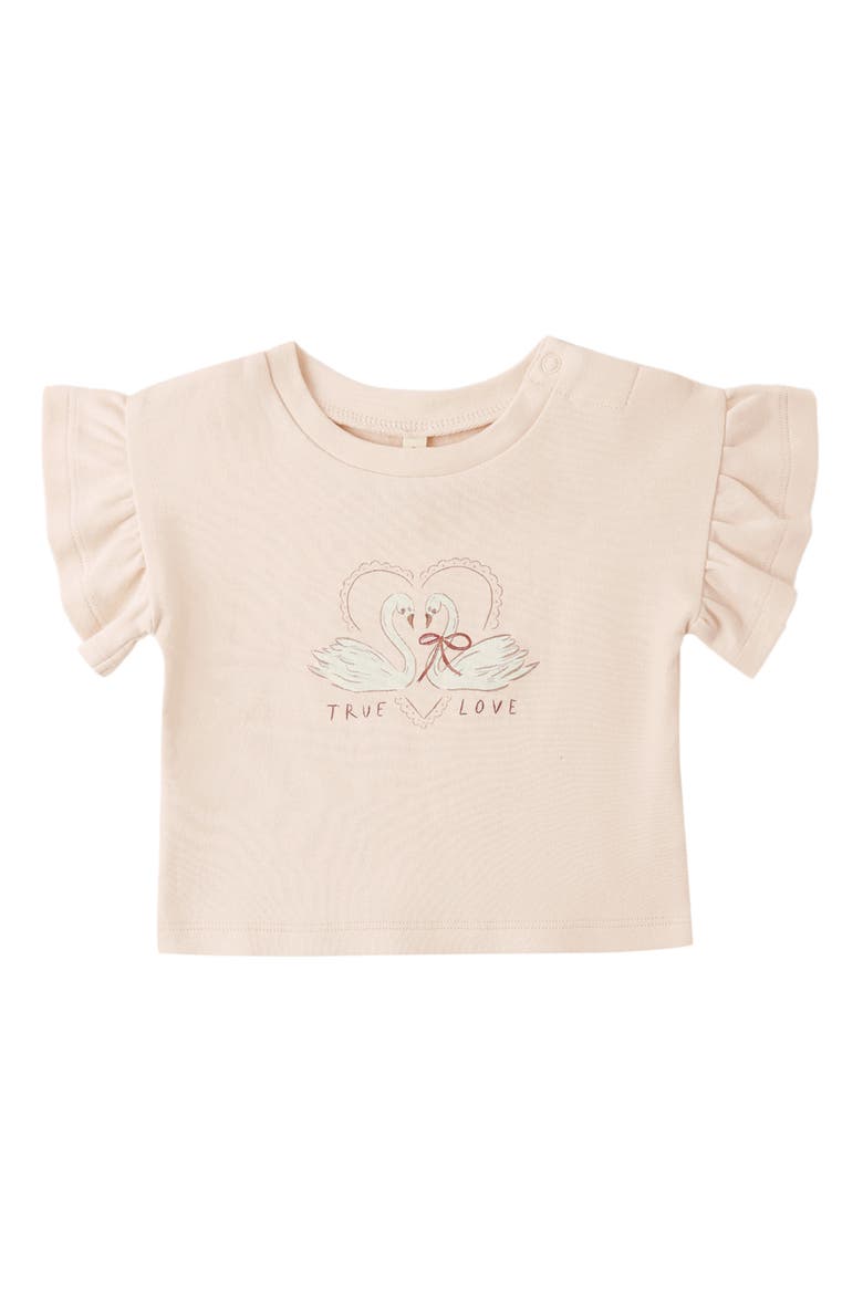 Swans Flutter Sleeve Organic Cotton Graphic T-Shirt, Main, color, PETAL