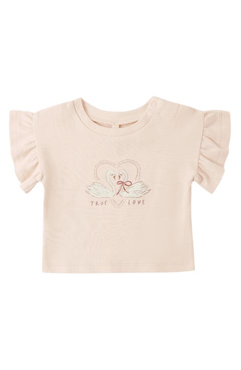 Swans Flutter Sleeve Organic Cotton Graphic T-Shirt (Baby)