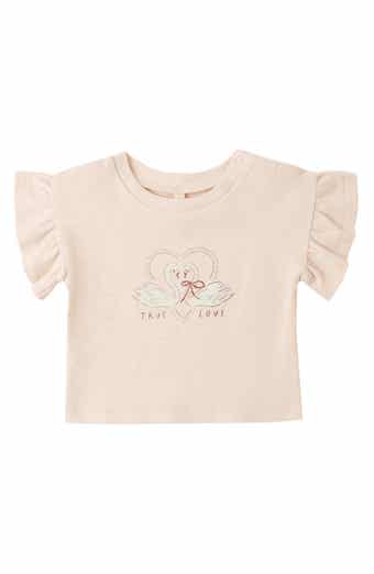 Swans Flutter Sleeve Organic Cotton Graphic T-Shirt