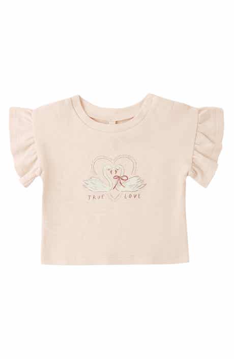 Swans Flutter Sleeve Organic Cotton Graphic T-Shirt