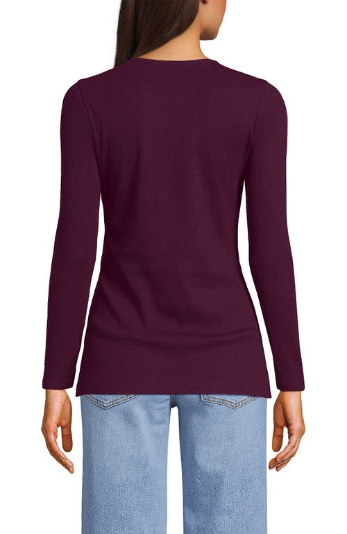 Lands' End Cotton Rib T-shirt In Burgundy