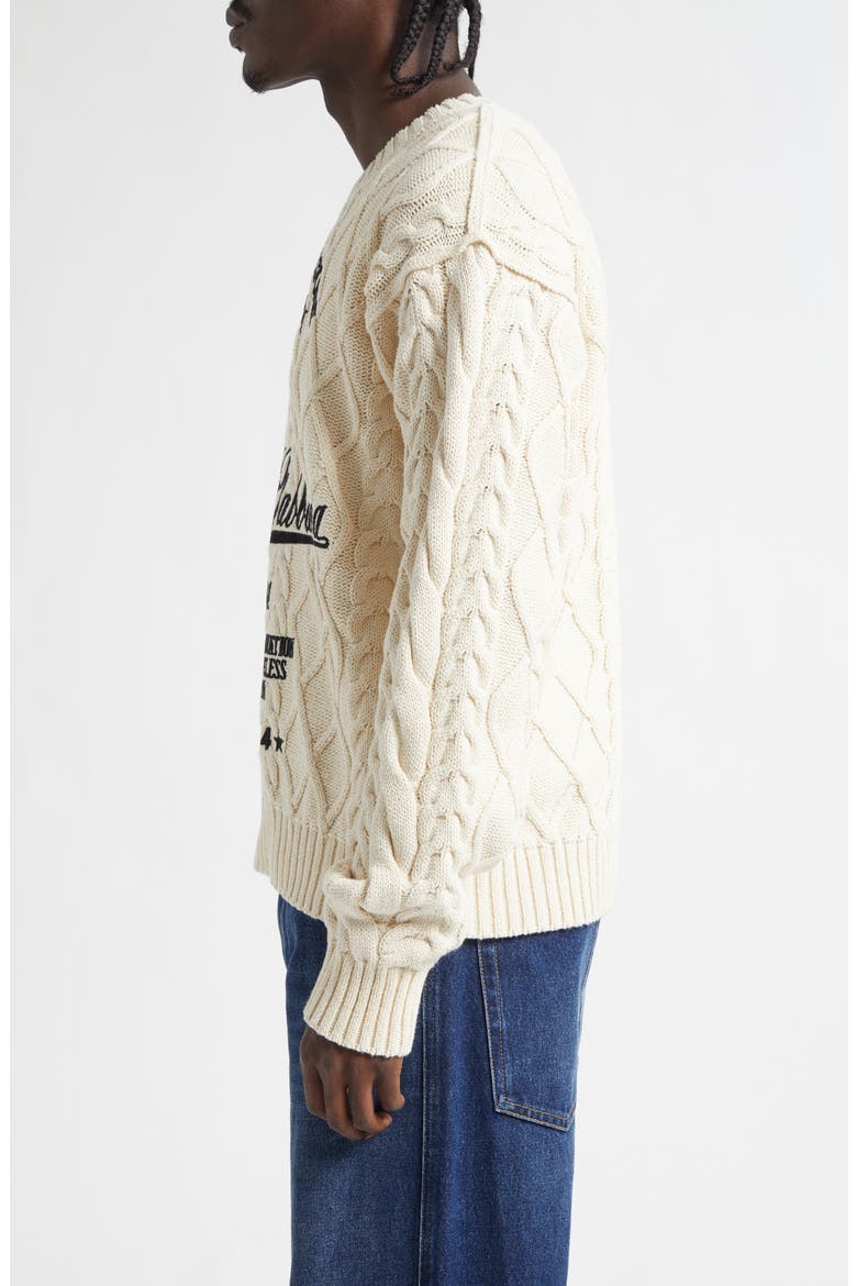 Embroidered Cable Stitch Sweater, Alternate, color, BEIGE