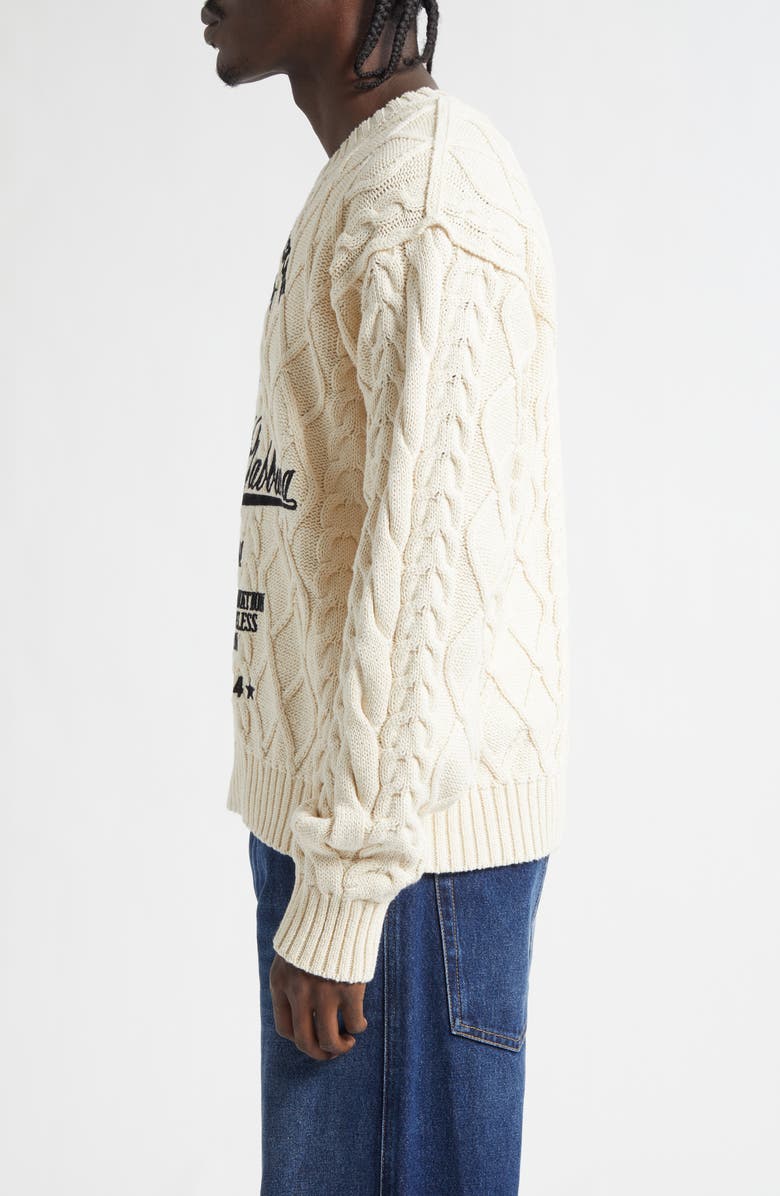 Dolce&Gabbana Embroidered Cable Stitch Sweater, Alternate, color, Beige