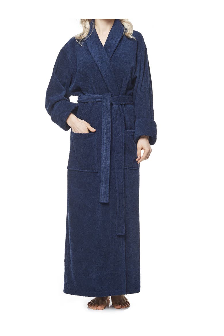 Optimus Long Cotton Bathrobe for Women, Main, color, Navy