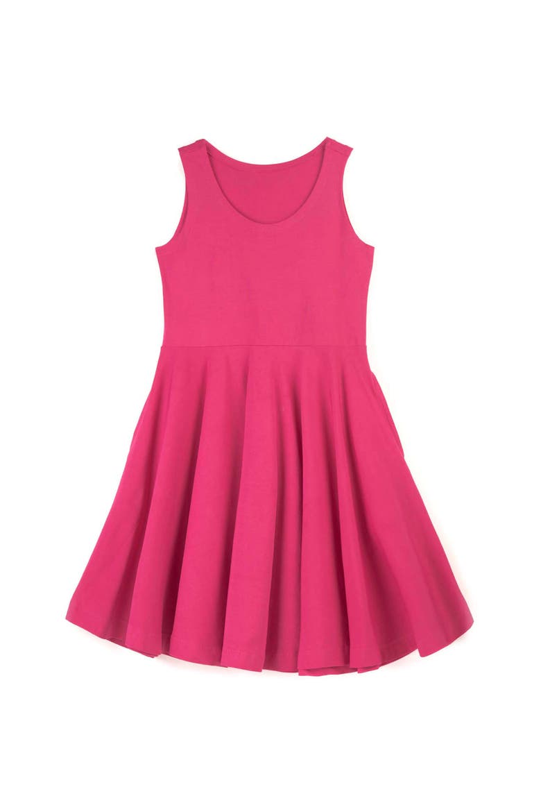 Organic Cotton Sleevless Solid Twirl Dress, Main, color, Begonia