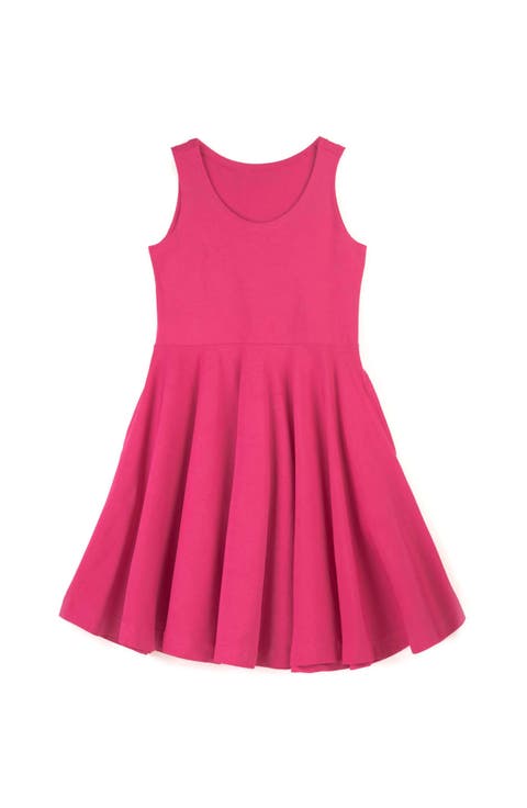 Organic Cotton Sleevless Solid Twirl Dress