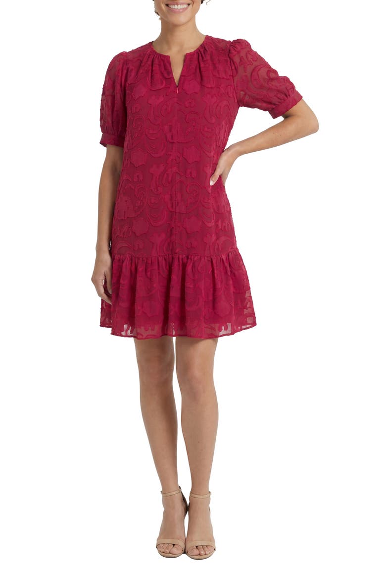 Burnout Floral Dress, Main, color, CERISE