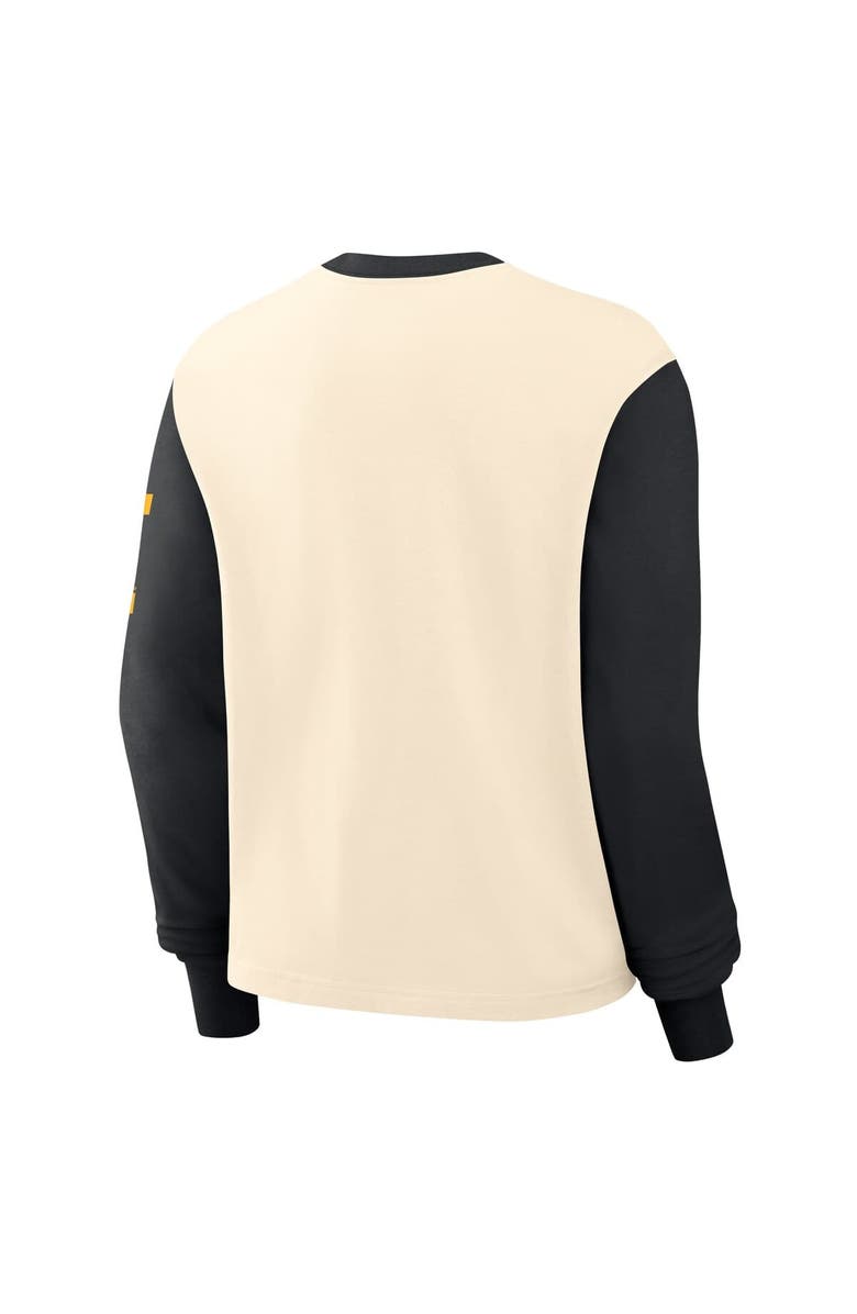 Nike Women's Nike Natural/Black Iowa Hawkeyes Color Block Boxy Long Sleeve T-Shirt, Alternate, color, 